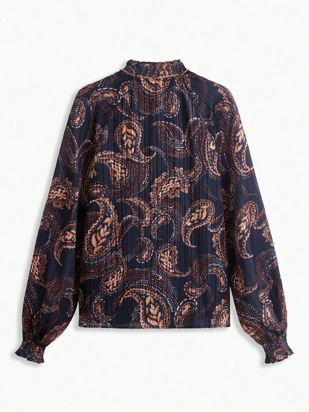 Blusa Manga Longa com Textura Paisley - EstiloE, Camisa Manga Longa, Camisa Feminina Manga Longa, Camisa Feminina Floral, Camisa Feminina Estampada, Camisa Feminina, Blusa Sofisticada, Blusa Manga Longa, Blusa Feminina Marinho, Blusa Feminina, Blusa Estampa Pasley, Blusa Elegante