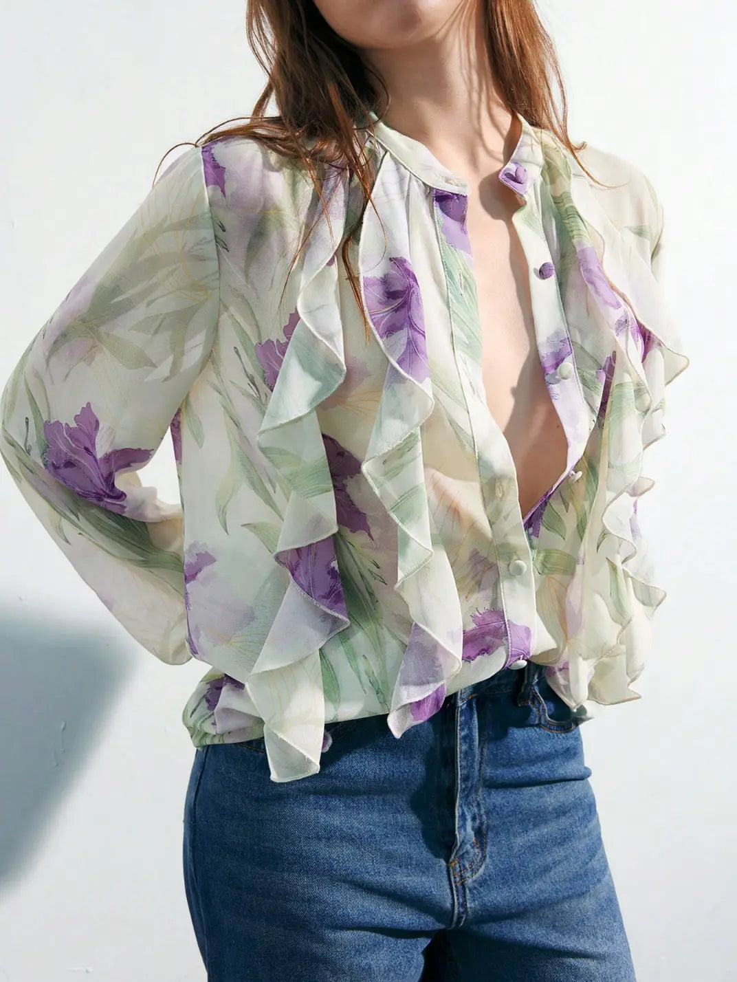 Blusa Feminina Manga Longa Babado Floral - EstiloE, Blusa Feminina, Blusa Manga Longa, Camisa Floral, Blusa Floral, Camisa Feminina Floral Camisa Feminina, Camisa Feminina Manga Longa, Camisa Feminina Estampada