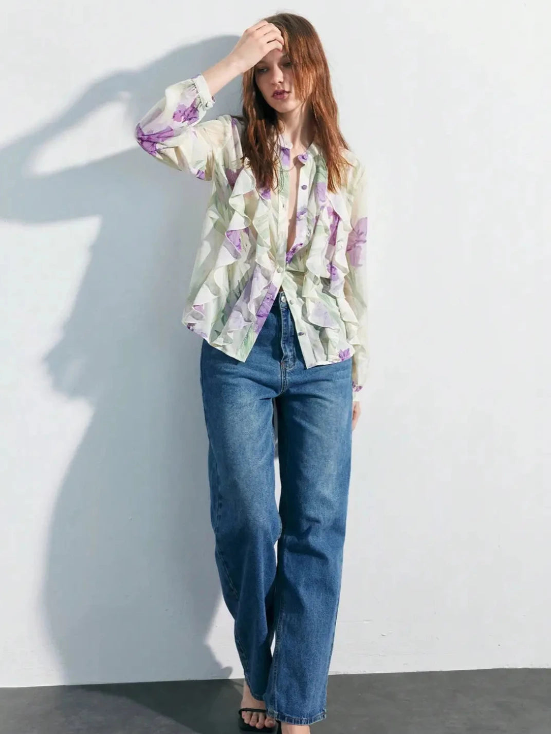 Blusa Feminina Manga Longa Babado Floral - EstiloE, Blusa Feminina, Blusa Manga Longa, Camisa Floral, Blusa Floral, Camisa Feminina Floral Camisa Feminina, Camisa Feminina Manga Longa, Camisa Feminina Estampada