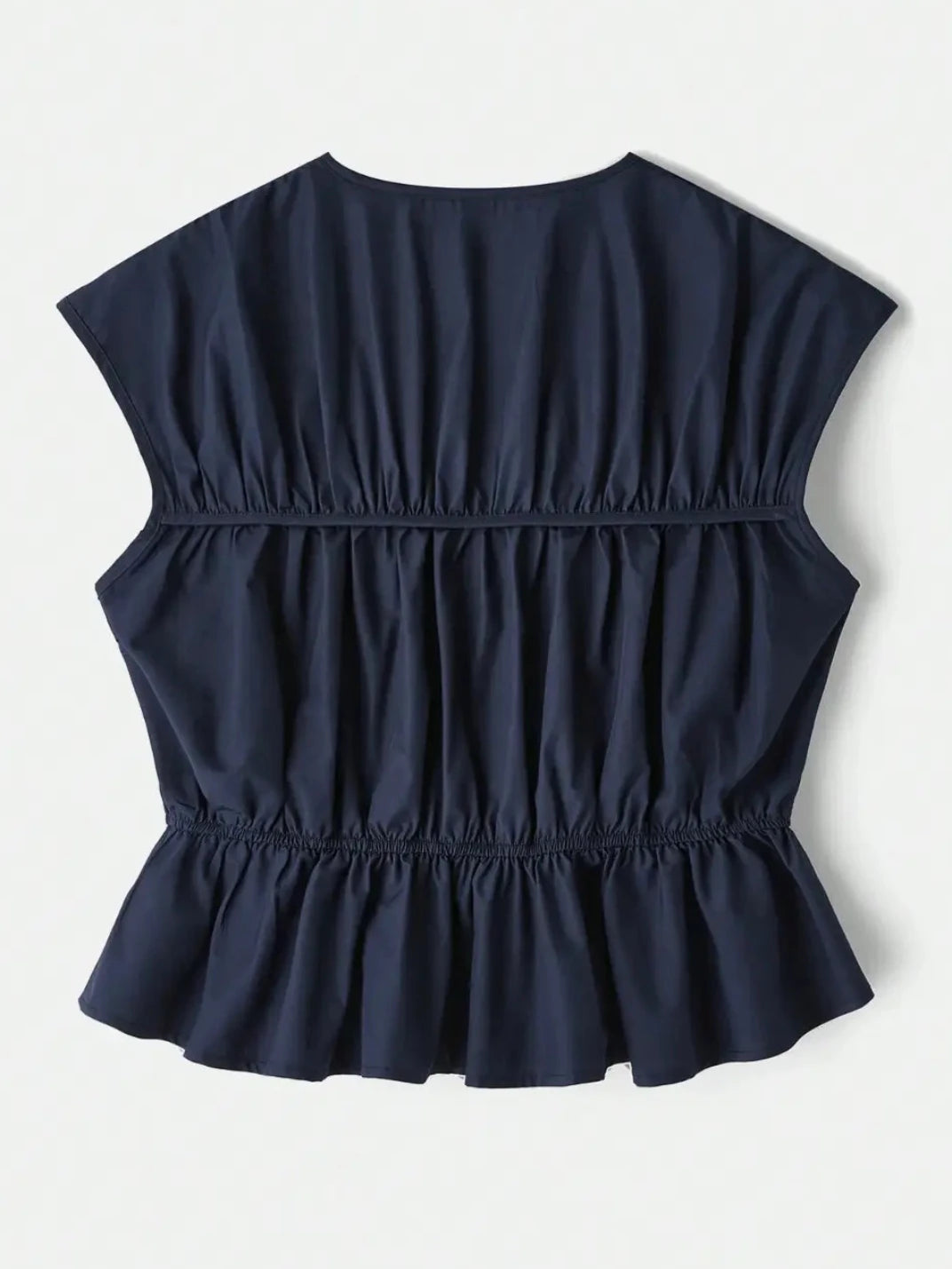 Blusa Sem Manga Franzida Laços Marinho - EtiloE, Blusa Feminina, Camisa Feminina sem Manga, Blusa Feminina Marinho, Blusa Azul Marinho, Blusinha Feminina Azul, Blusa franzida, Blusa com Laços