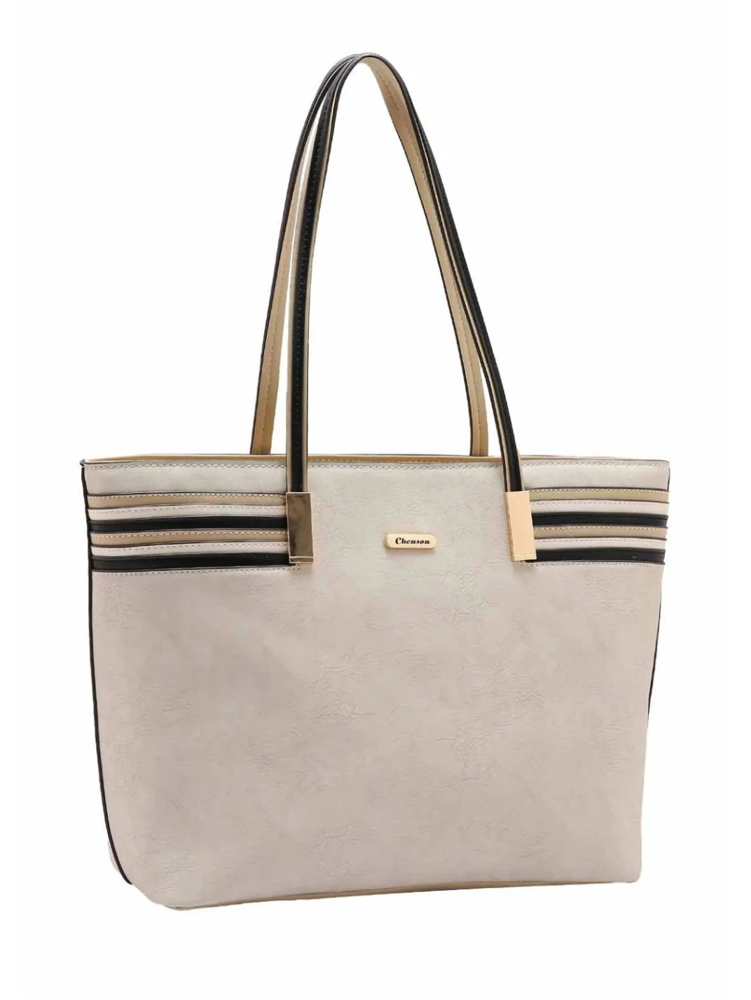 Bolsa Grande Detalhe Listras Chic Bege - EstiloE, Bolsa de Ombro, Bolsa Grande, Bolsa Grande Feminina, Bolsa Casual, Bolsa Feminina, Bolsa Elegante, Bolsa de Couro