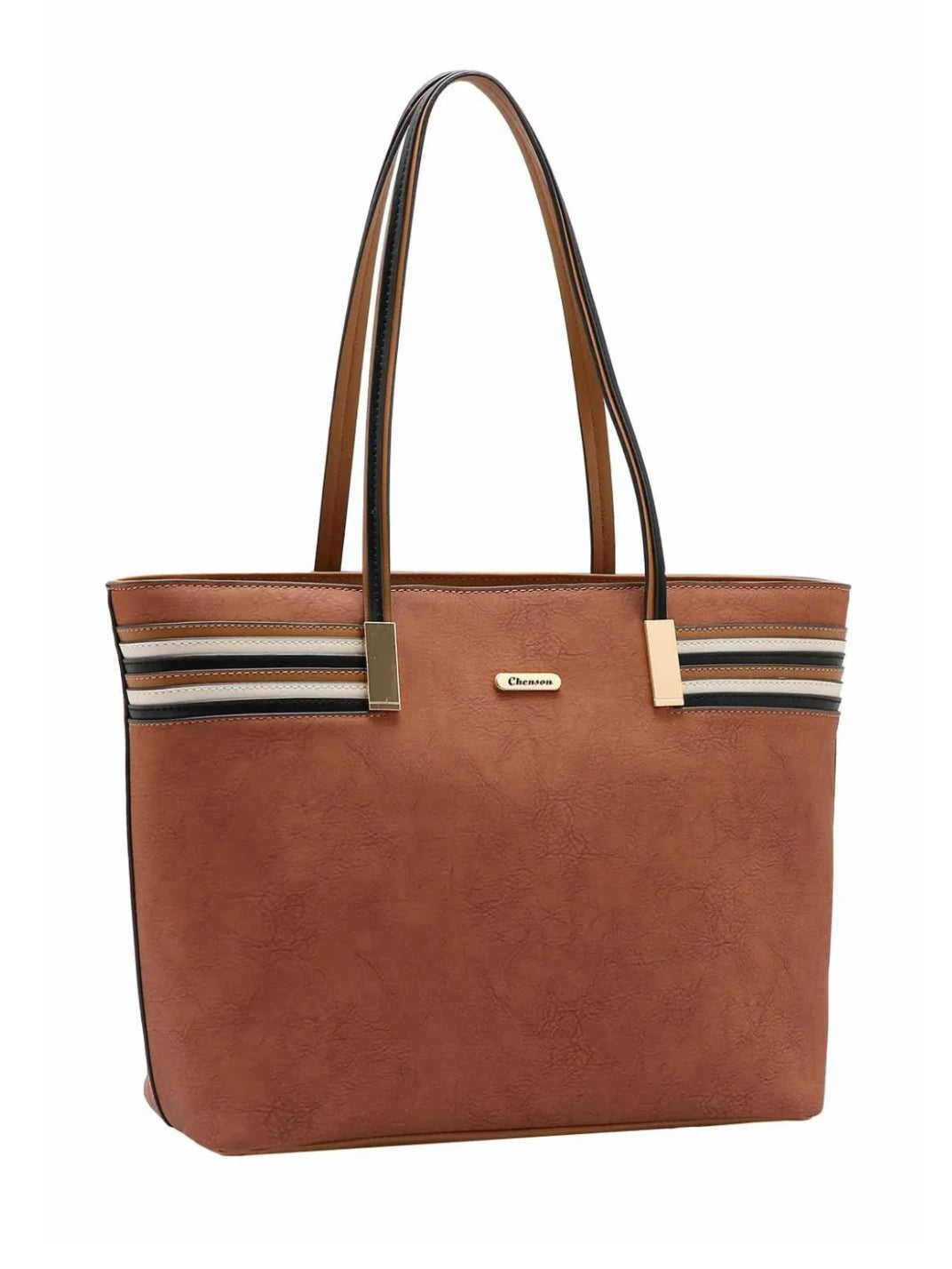Bolsa Grande Detalhe Listras Chic Caramelo - EstiloE, Bolsa de Ombro, Bolsa Grande, Bolsa Grande Feminina, Bolsa Casual, Bolsa Feminina, Bolsa Elegante, Bolsa de Couro