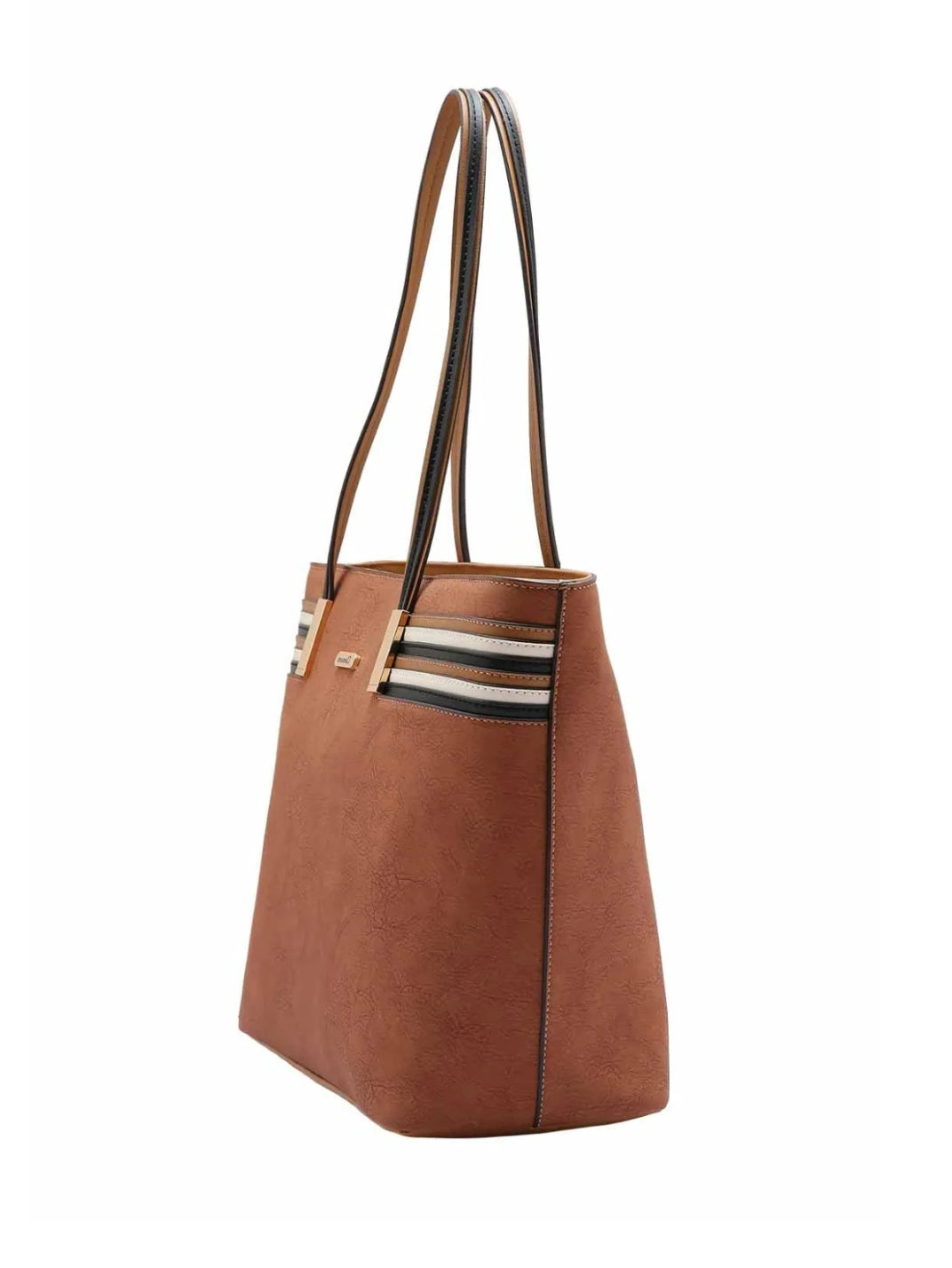 Bolsa Grande Detalhe Listras Chic Caramelo - EstiloE, Bolsa de Ombro, Bolsa Grande, Bolsa Grande Feminina, Bolsa Casual, Bolsa Feminina, Bolsa Elegante, Bolsa de Couro