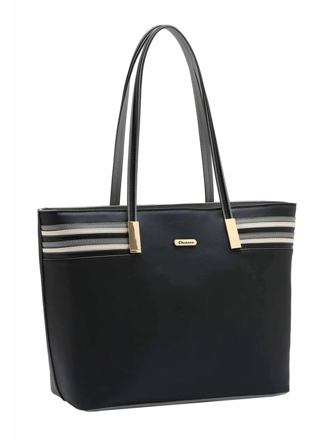 Bolsa Grande Detalhe Listras Chic Preto - EstiloE, Bolsa de Ombro, Bolsa Grande, Bolsa Grande Feminina, Bolsa Casual, Bolsa Feminina, Bolsa Elegante, Bolsa de Couro