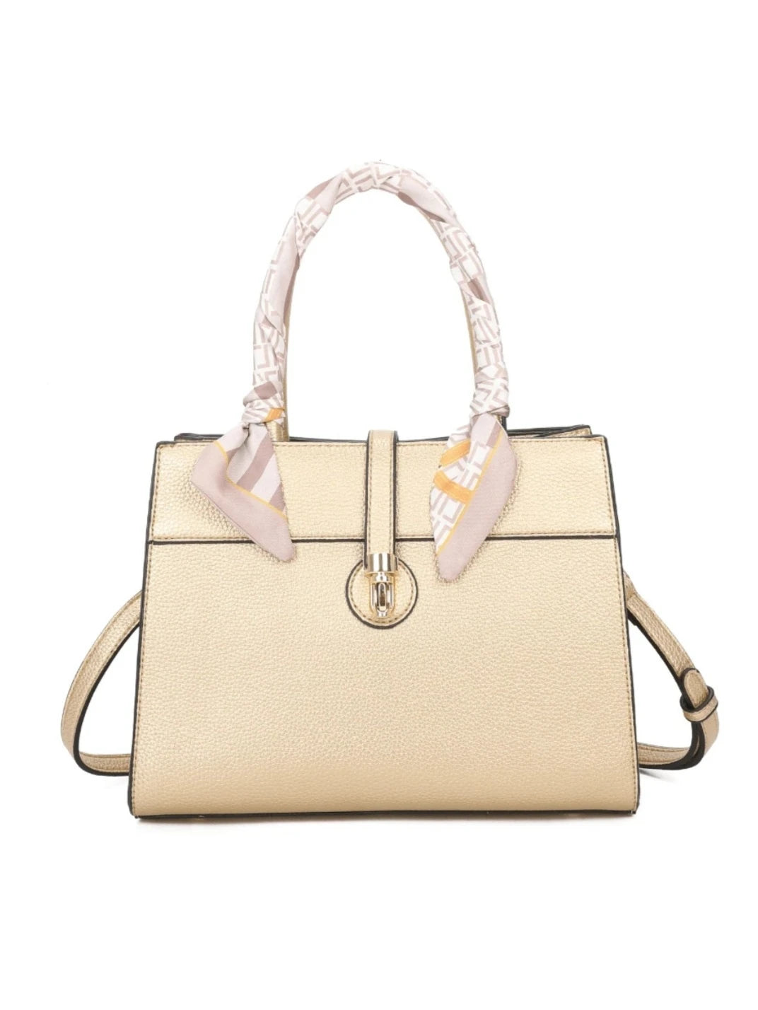 Bolsa Estruturada Alça com Lenço - EstiloE, Bolsa Feminina Média, Bolsa de Ombro, Bolsa Grande, Bolsa Casual, Bolsa Dourada Grande, Bolsa Feminina, Bolsa Estruturada, Bolsa de Couro