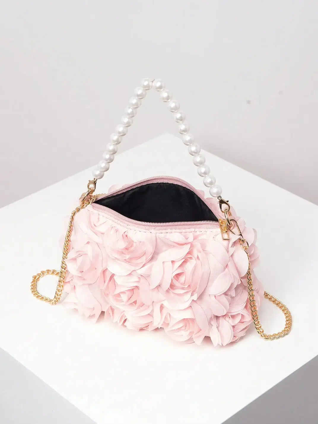 Bolsa Pequena Rosas Alça de Pérolas Rosa - EstiloE, Bolsa Feminina, Bolsa Pequena, Bolsinha Transversal, Bolsa Feminina Pequena, Bolsa Pequena Transversal, Bolsa Clutch, Clutch para Festas, Bolsa de Mão, Bolsa Chique, Bolsa de Festa