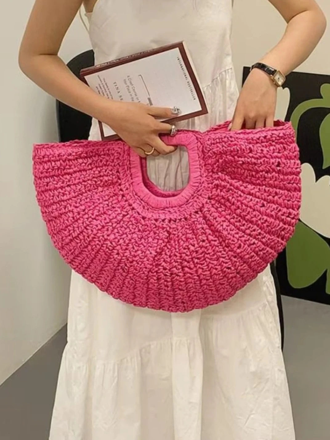 Bolsa de Palha Meia Lua Glam EstiloE, Bolsa de Palha, Bolsa de Praia, Bolsa Grande, Bolsa de Praia de Palha, Bolsa Feminina, Bolsa Grande de Praia, Bolsa Boho, Bolsa de Mão, Bolsa Elegante