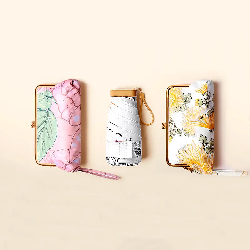 Sombrinha Mini Bolsa Floral - Estilo.E, Sombrinha, Sombrinha com Proteção Solar, Sombrinha Mini, Mini Guarda Chuva, Sombrinha Pequena, Guarda Chuva de Bolsa, Sombrinha de Chuva