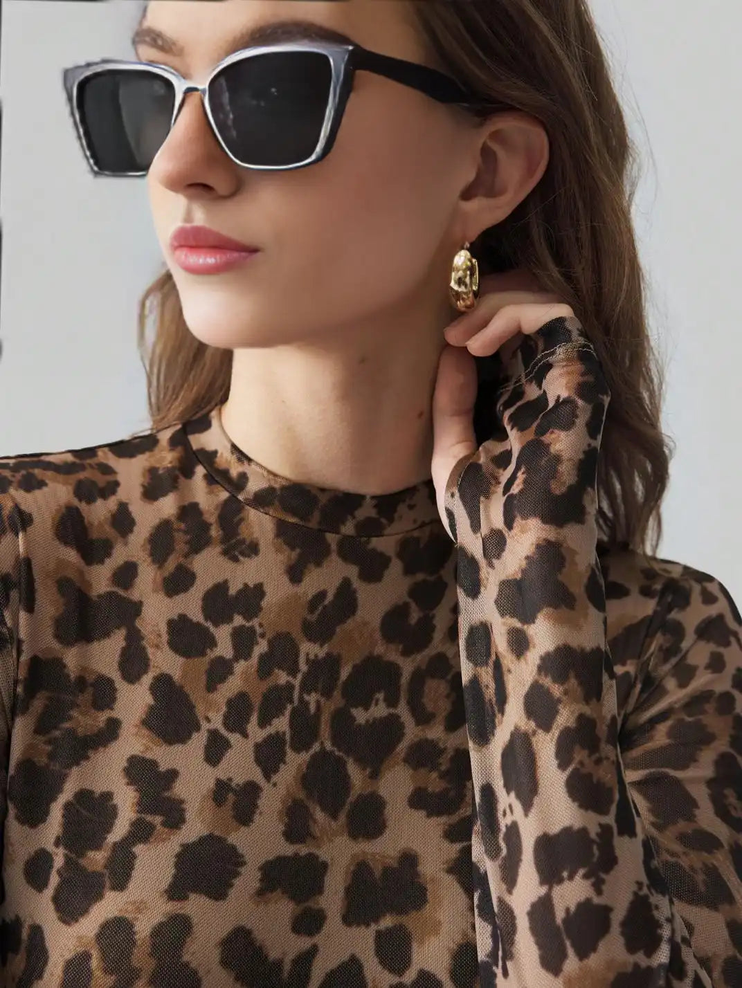 Vestido Maxi Manga Longa Animal Print - EstiloE, Vestido Manga Longa Tule, Vestido Longo, Vestido Manga Longa, Vestido Manguito, Vestido Elegante, Vestido Moderno, Vestido Maxi, Vestido Animal Print, Vestido estampa Onça