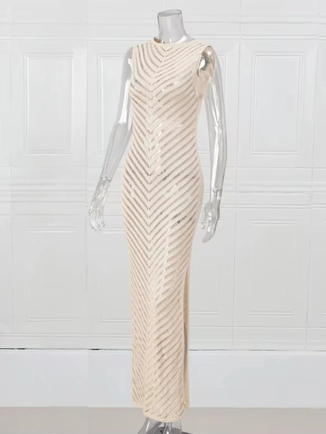 Vestido Saída de Praia Longo Chevron EstiloE, Vestido Feminino, Vestido Saída de Praia, Vestido Croche, Vestido Tricô, Vestido Longo Tricô, Saída de Praia Croche Bege