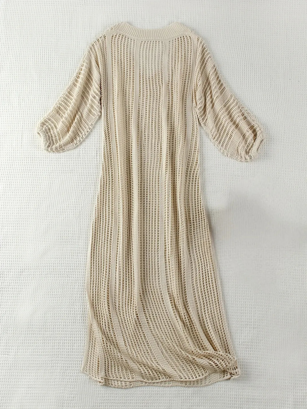 Vestido Saída de Praia Longo Tricô Bege EstiloE, Vestido Feminino, Vestido Saída de Praia, Vestido Croche, Vestido Longo Trico, Saída de Praia Trico Bege, Vestido Trico