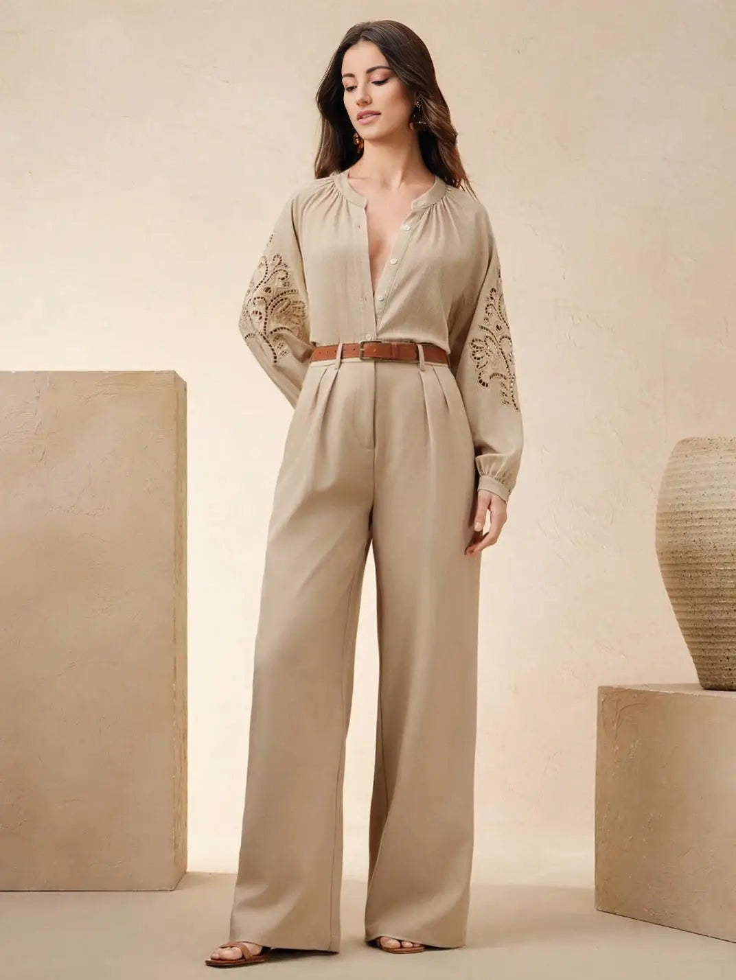 Camisa Feminina Manga Longa Bordada Viscolinho Caqui - EstiloE, Camisa Manga Longa, Camisa Feminina Manga Longa, Camisa Feminina Bordada, Camisa Feminina Estampada, Camisa Feminina, Blusa Sofisticada, Blusa Manga Longa, Blusa Feminina Bordada, Blusa Feminina Caqui, Blusa Bordada, Blusa Elegante