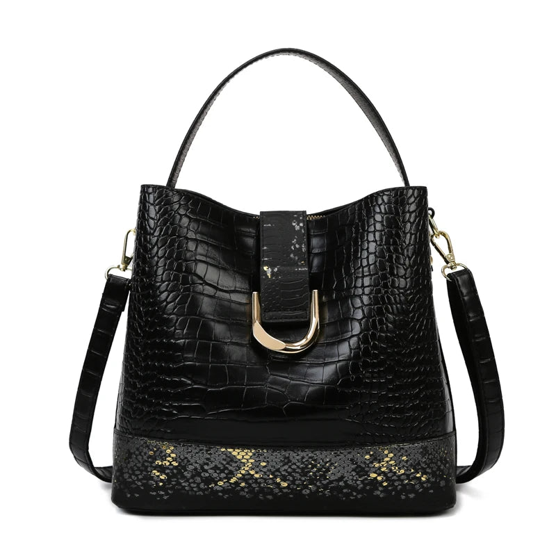 Bolsa Feminina Textura Croco Preta, Bolsa Feminina Média, Bolsa Feminina de Ombro, Bolsa Transversal Feminina, Bolsa Feminina, Bolsa de Passeio, Bolsa de Ombro,