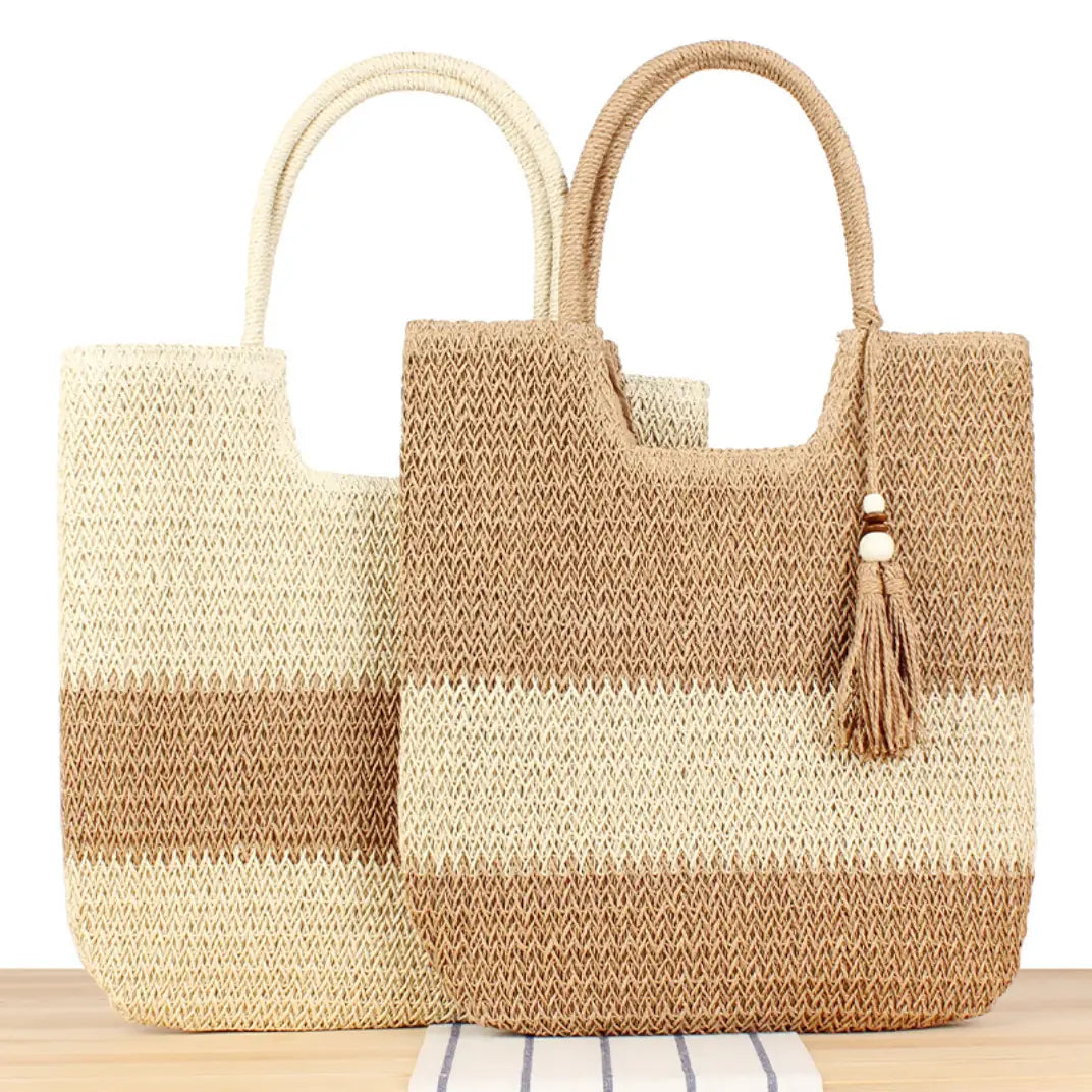 Bolsa de Palha Bicolor EstiloE, Bolsa de Palha, Bolsa de Praia, Bolsa Grande, Bolsa de Praia de Palha, Bolsa Feminina, Bolsa Grande de Praia, Bolsa de Croche, Bolsa Boho, Bolsa de Ombro