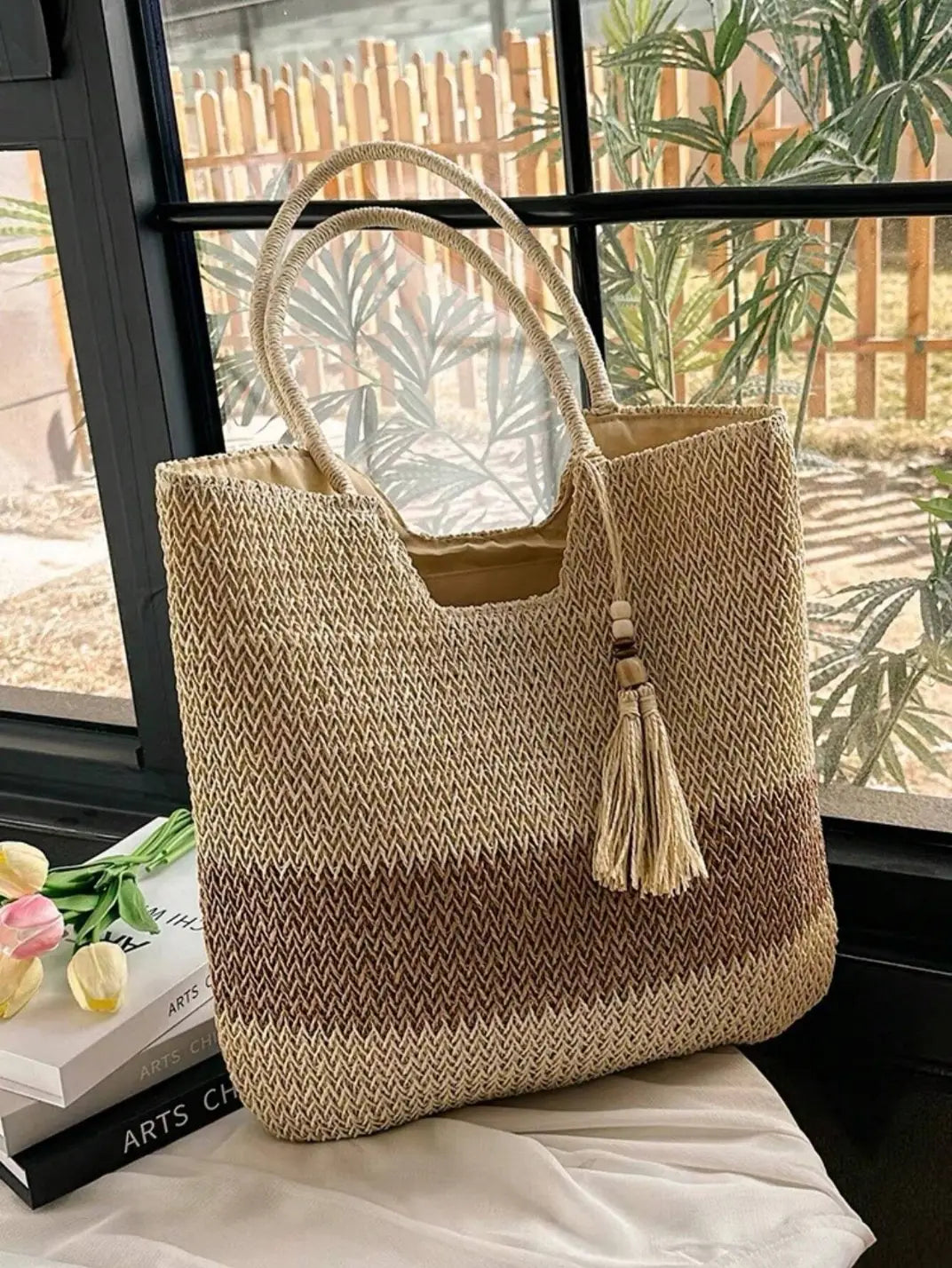 Bolsa de Palha Bicolor Bege EstiloE, Bolsa de Palha, Bolsa de Praia, Bolsa Grande, Bolsa de Praia de Palha, Bolsa Feminina, Bolsa Grande de Praia, Bolsa de Croche, Bolsa Boho, Bolsa de Ombro