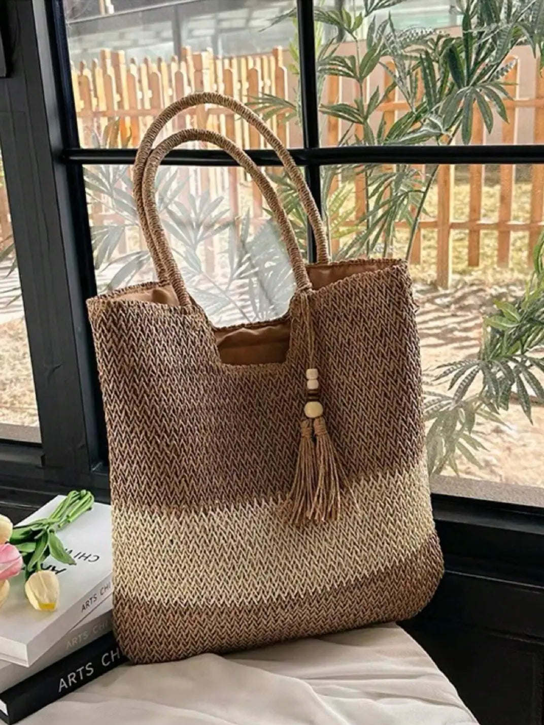 Bolsa de Palha Bicolor Caqui EstiloE, Bolsa de Palha, Bolsa de Praia, Bolsa Grande, Bolsa de Praia de Palha, Bolsa Feminina, Bolsa Grande de Praia, Bolsa de Croche, Bolsa Boho, Bolsa de Ombro