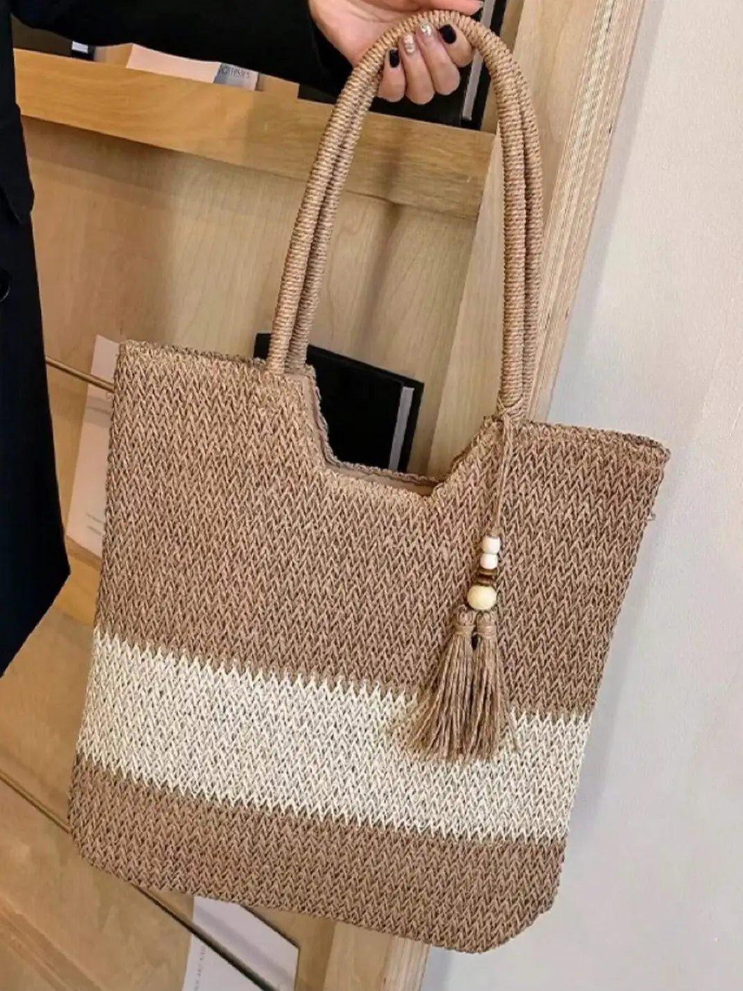 Bolsa de Palha Bicolor Caqui EstiloE, Bolsa de Palha, Bolsa de Praia, Bolsa Grande, Bolsa de Praia de Palha, Bolsa Feminina, Bolsa Grande de Praia, Bolsa de Croche, Bolsa Boho, Bolsa de Ombro