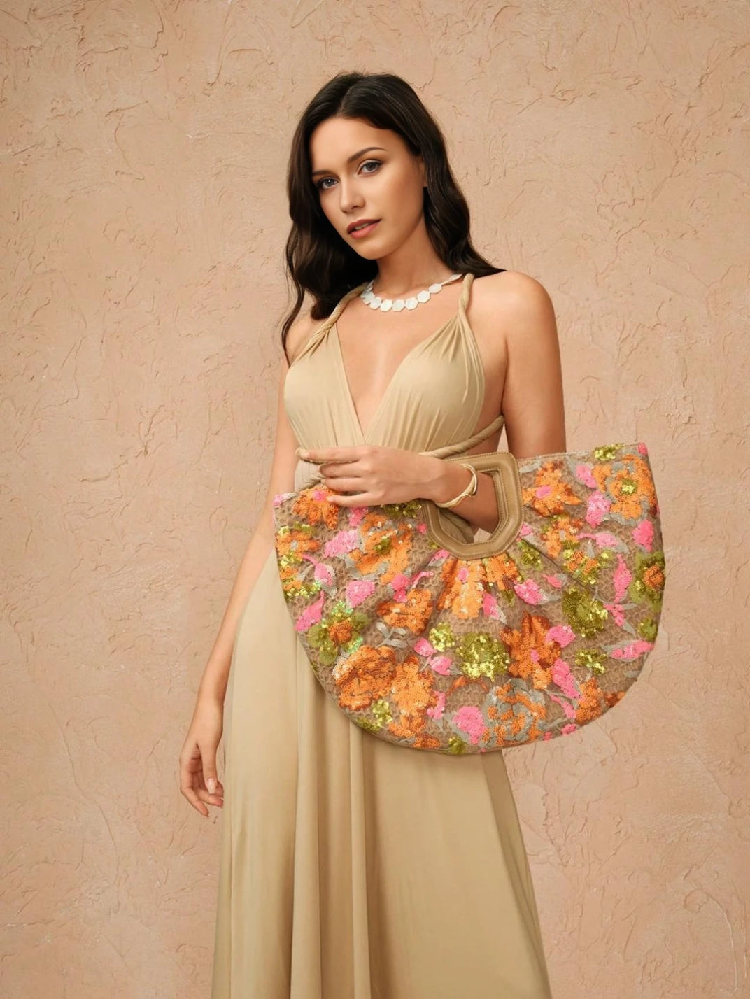 Bolsa Meia Lua Glam Decorada EstiloE, Bolsa de Palha, Bolsa de Praia, Bolsa Grande, Bolsa de Praia de Palha, Bolsa Feminina, Bolsa Grande de Praia, Bolsa Decorada, Bolsa de Mão, Bolsa Elegante, Bolsa com Paetês