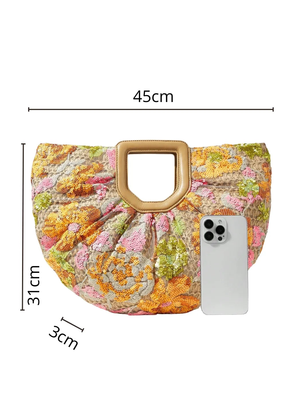 Bolsa Meia Lua Glam Decorada EstiloE, Bolsa de Palha, Bolsa de Praia, Bolsa Grande, Bolsa de Praia de Palha, Bolsa Feminina, Bolsa Grande de Praia, Bolsa Decorada, Bolsa de Mão, Bolsa Elegante, Bolsa com Paetês