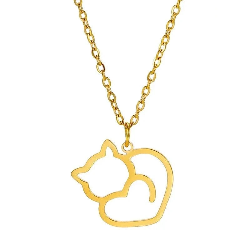 Colar Amor de Gatinho Dourado - Estilo.e