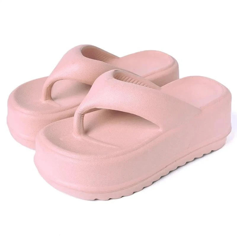 Chinelo Plataforma Feminino de Dedo Rosa - Estilo.E