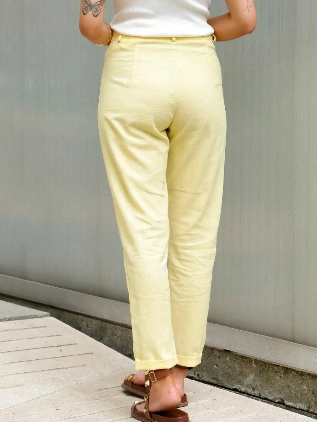 Calça Feminina de Linho Básica Amarelo - EstiloE, Calça Skinny, Calça Reta Feminina, Calça Feminina Casual, Calça Feminina, Calça de Linho Feminina, Calça de Linho Amarelo