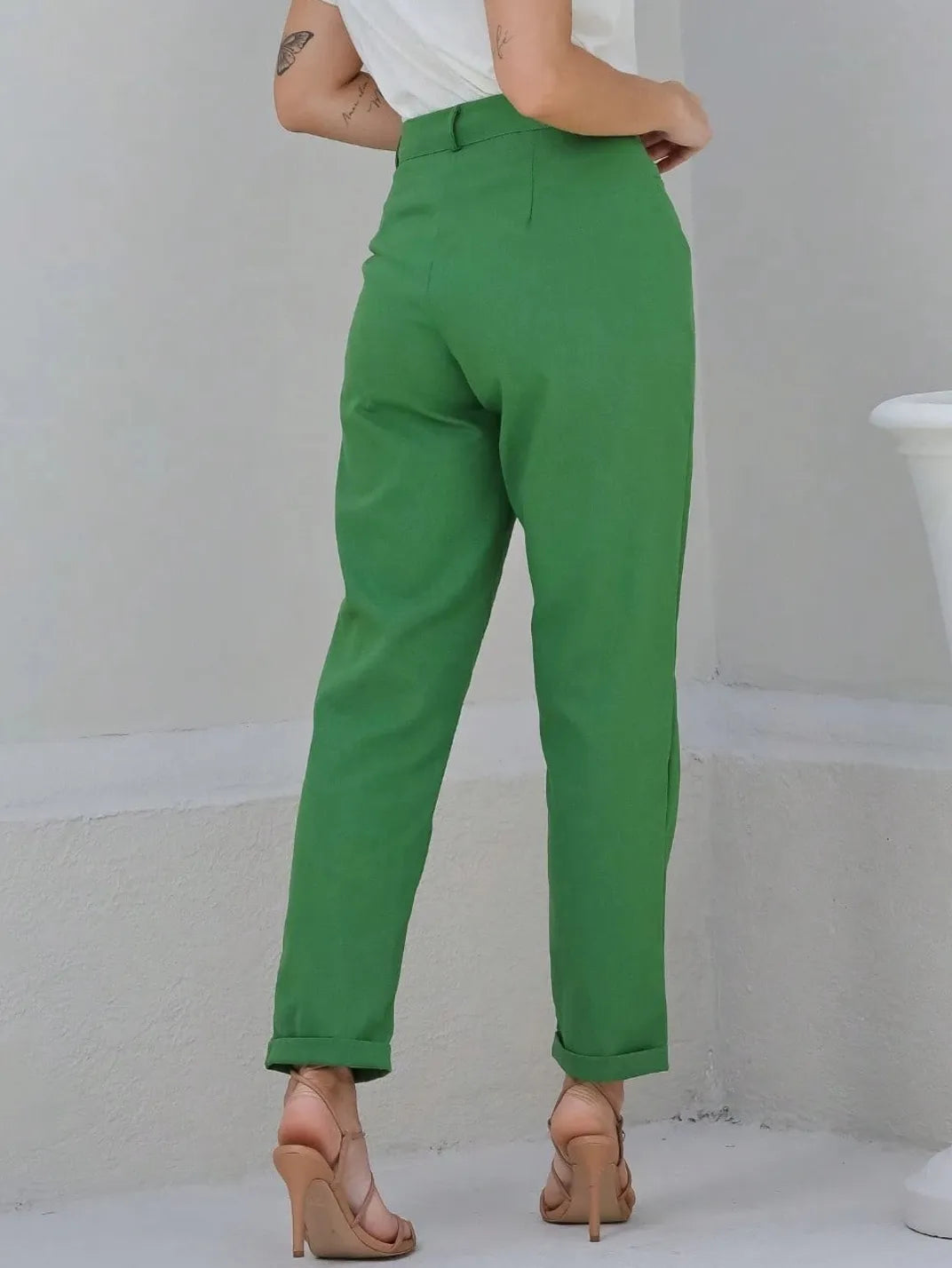 Calça Feminina de Linho Básica Verde - EstiloE, Calça Skinny, Calça Reta Feminina, Calça Feminina Casual, Calça Feminina, Calça de Linho Feminina, Calça de Linho Verde