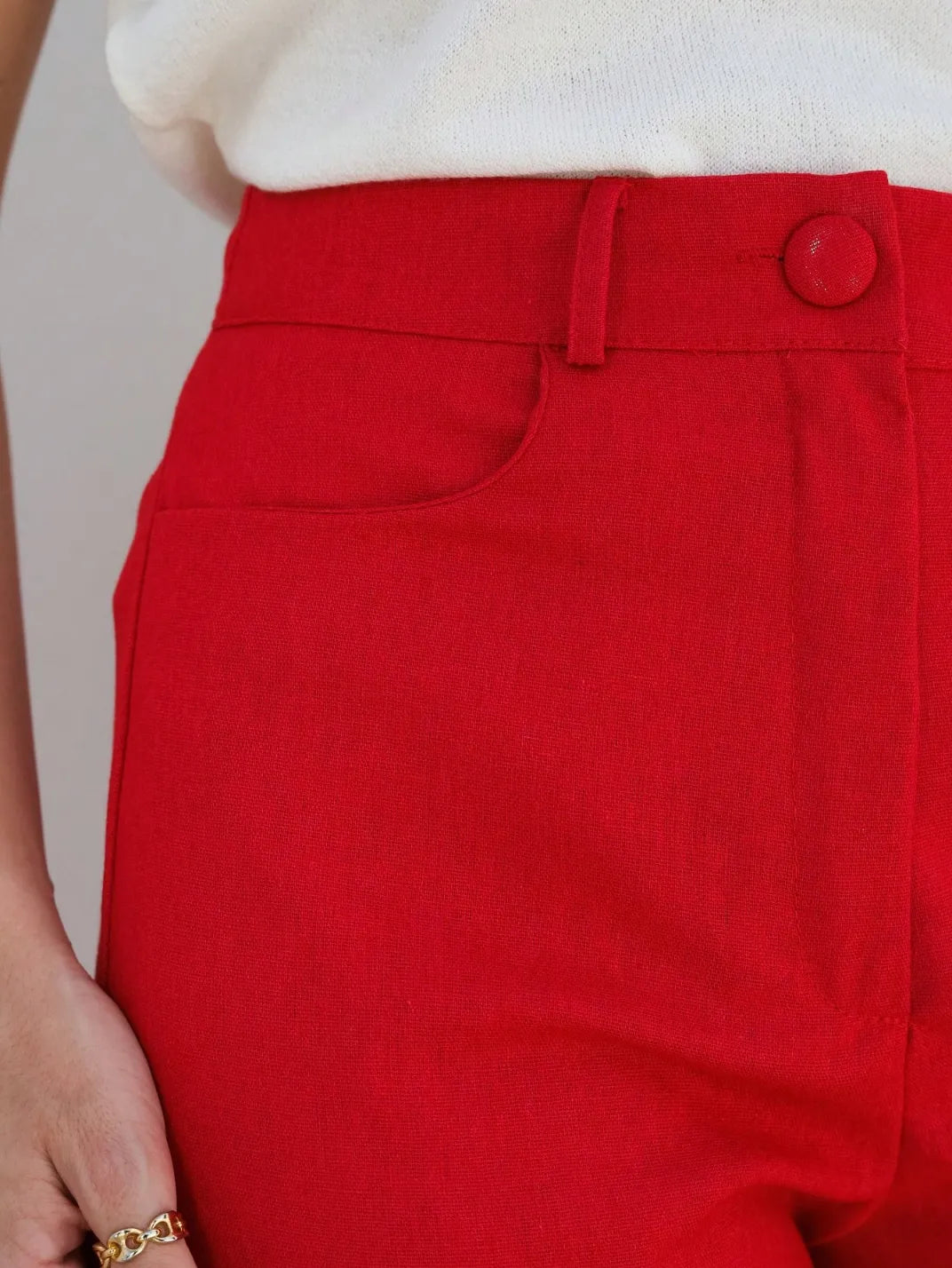 Calça Feminina de Linho Básica Vermelha - EstiloE, Calça Skinny, Calça Reta Feminina, Calça Feminina Casual, Calça Feminina, Calça de Linho Feminina, Calça de Linho Vermelha