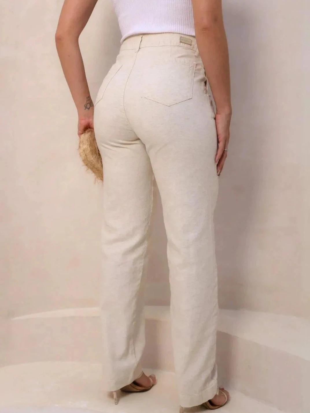 Calça Feminina de Linho Básica Natural - EstiloE, Calça Skinny, Calça de Linho Feminina, Calça Reta Feminina, Calça Feminina Casual, Calça Feminina, Calça de Linho Natural