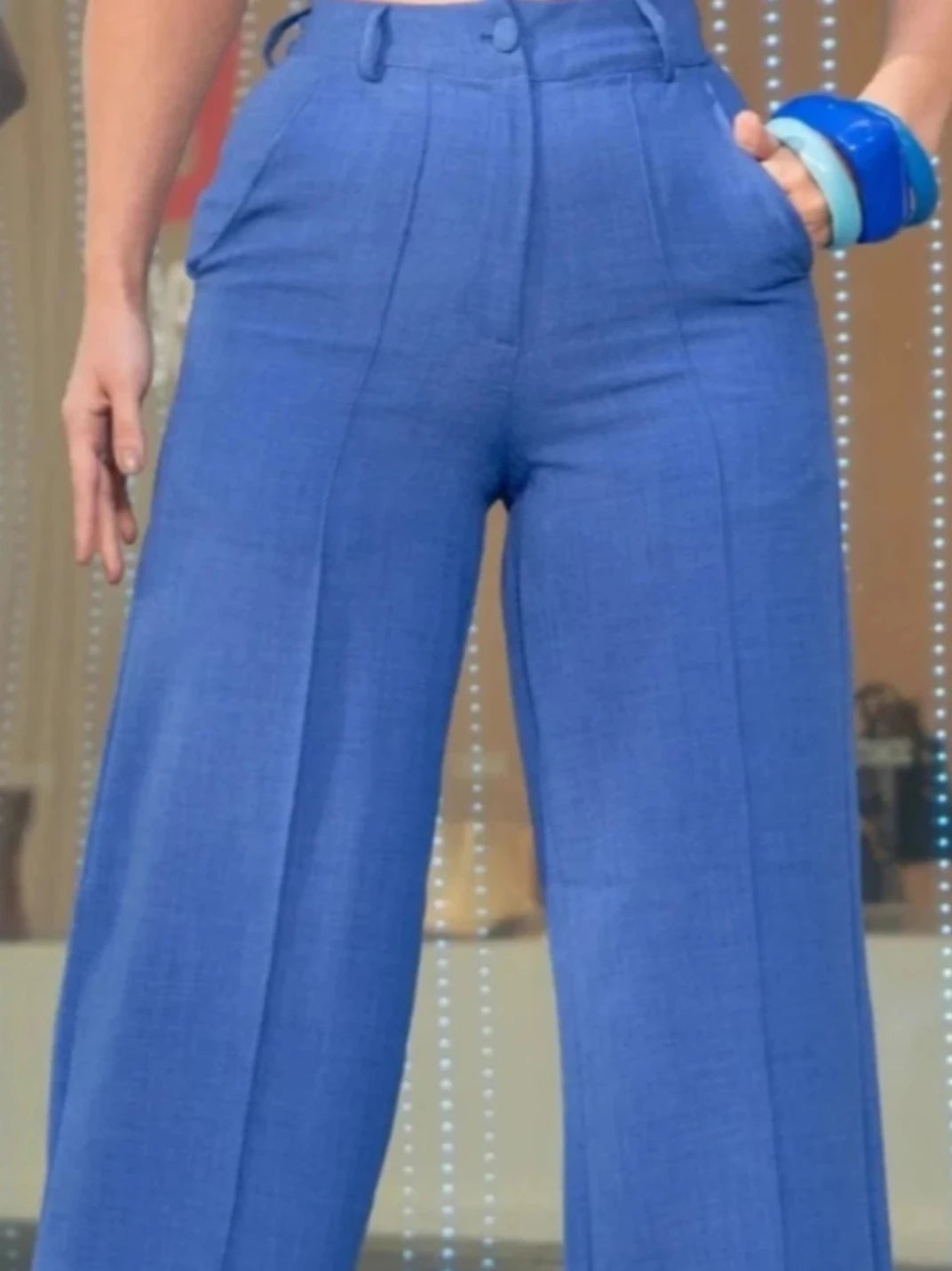 Calça Whide Leg Alfaiataria Cintura Alta Azul - EstiloE, Calça Feminina, Calça Wide Leg, Calça Pantalona, Calça Alfaiataria Feminina, Calça Feminina Social, Calça Cintura Alta, Calça Feminina Azul