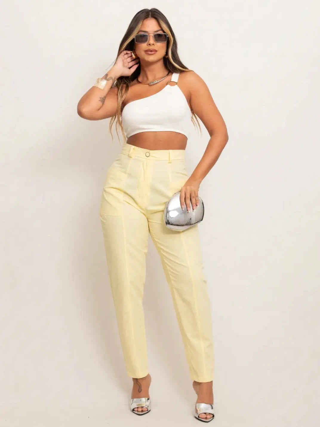 Calça de Linho Feminina Candy Amarelo - EstiloE, Calça Skinny, Calça Reta Feminina, Calça Feminina Casual, Calça Feminina, Calça de Linho Feminina, Calça de Linho Amarelo