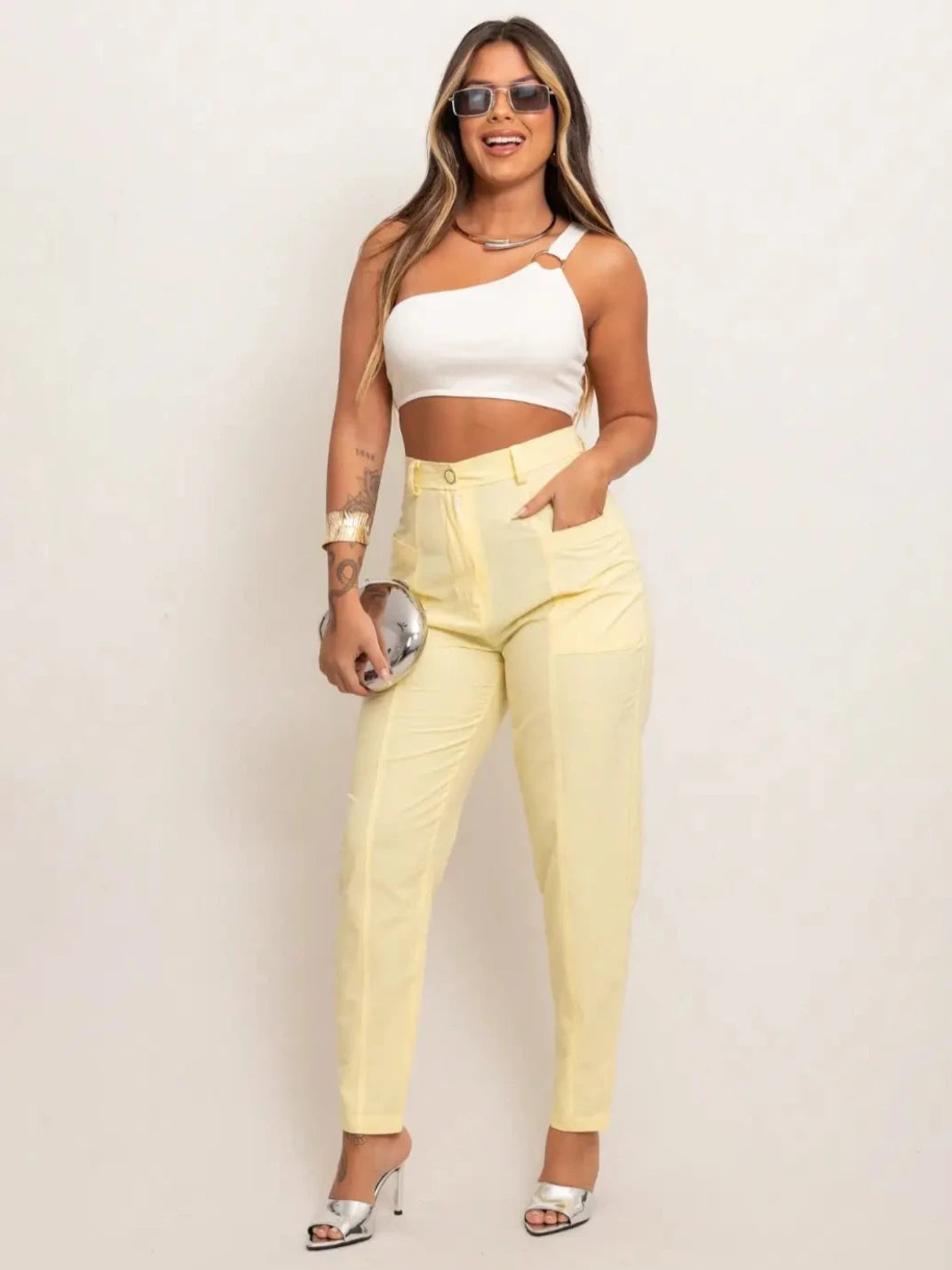 Calça de Linho Feminina Candy Amarelo - EstiloE, Calça Skinny, Calça Reta Feminina, Calça Feminina Casual, Calça Feminina, Calça de Linho Feminina, Calça de Linho Amarelo