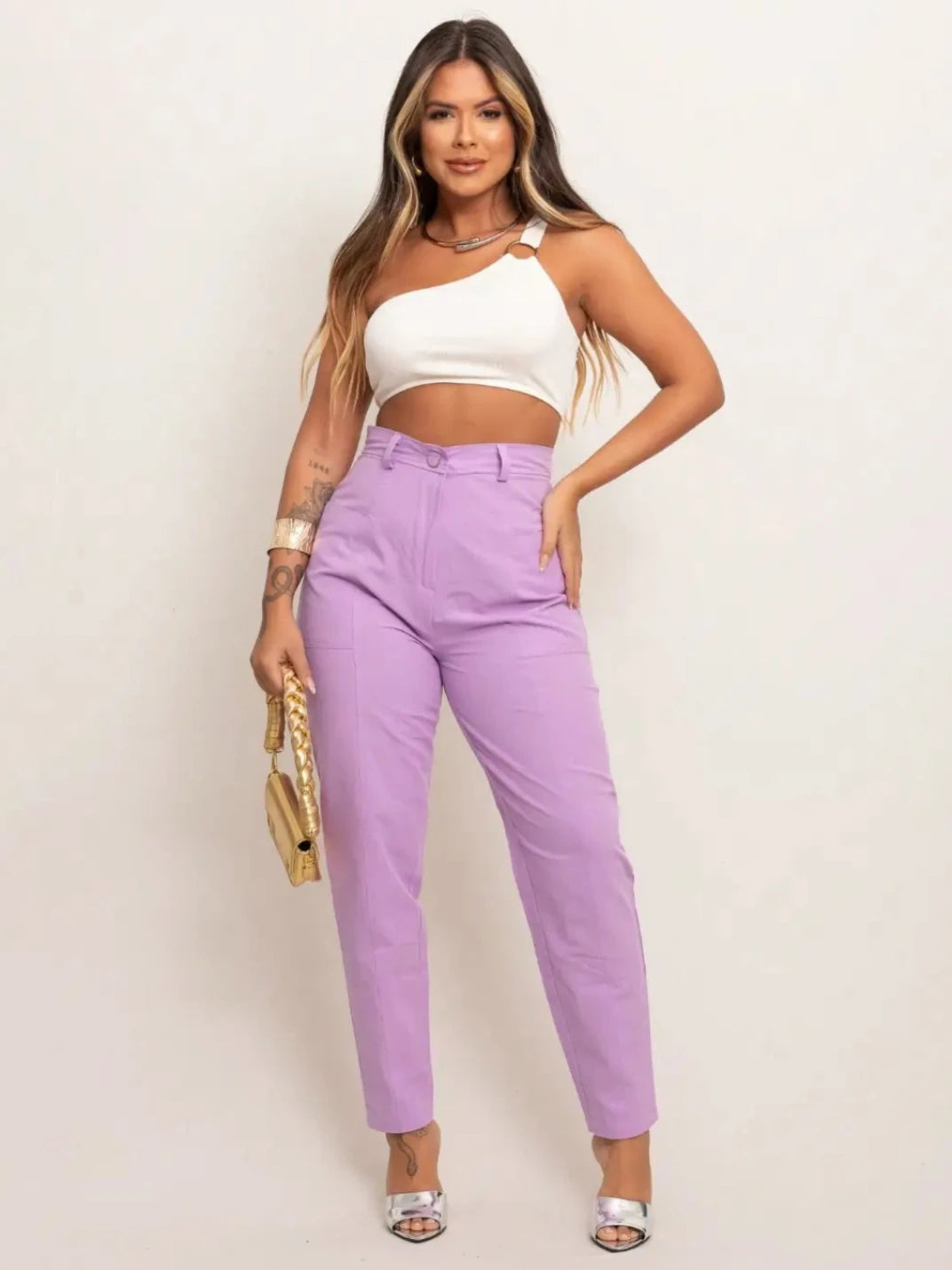 Calça de Linho Feminina Candy Lilás - EstiloE, Calça Skinny, Calça Reta Feminina, Calça Feminina Casual, Calça Feminina, Calça de Linho Feminina, Calça de Linho Lilás