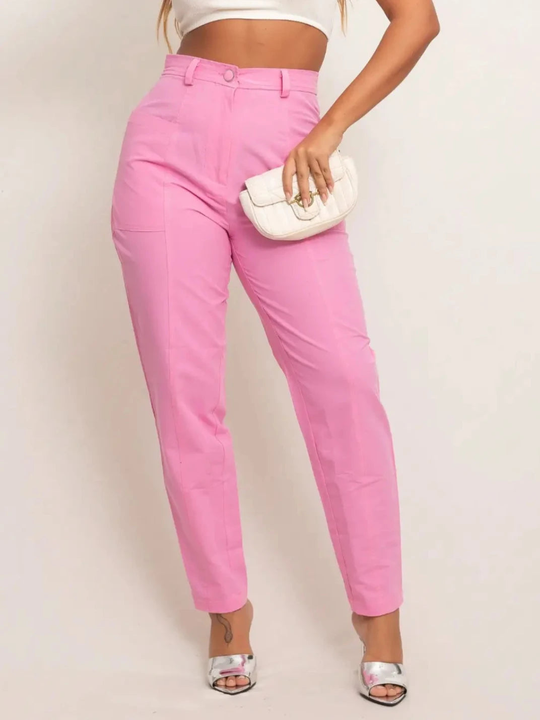 Calça de Linho Feminina Candy Rosa - EstiloE, Calça Skinny, Calça Reta Feminina, Calça Feminina Casual, Calça Feminina, Calça de Linho Feminina, Calça de Linho Rosa