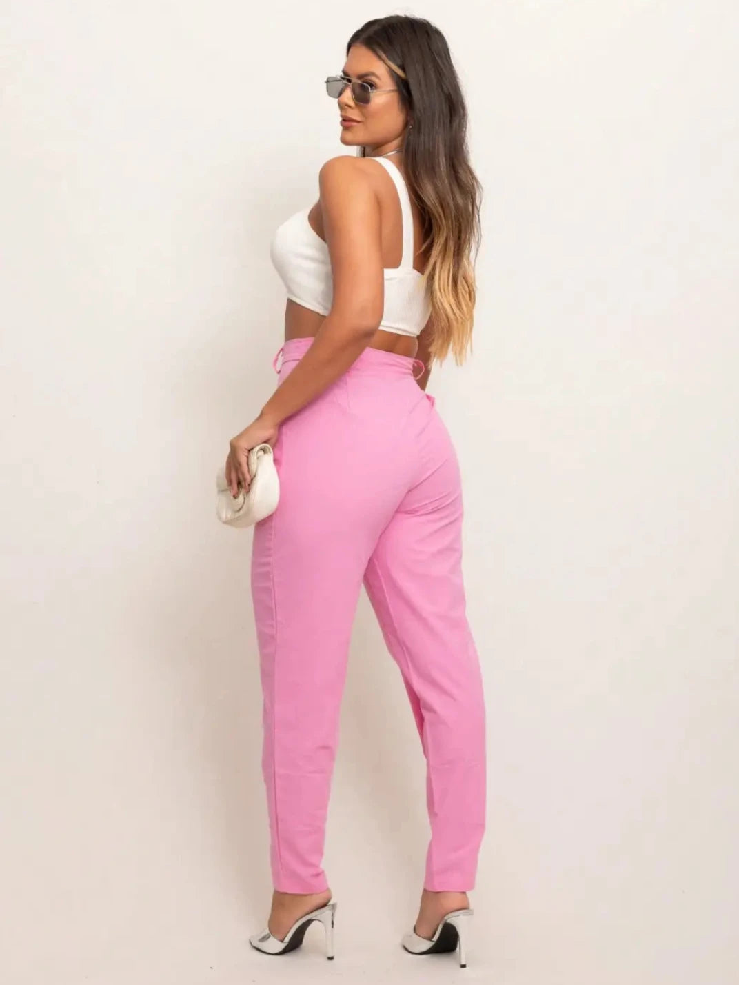 Calça de Linho Feminina Candy Rosa - EstiloE, Calça Skinny, Calça Reta Feminina, Calça Feminina Casual, Calça Feminina, Calça de Linho Feminina, Calça de Linho Rosa