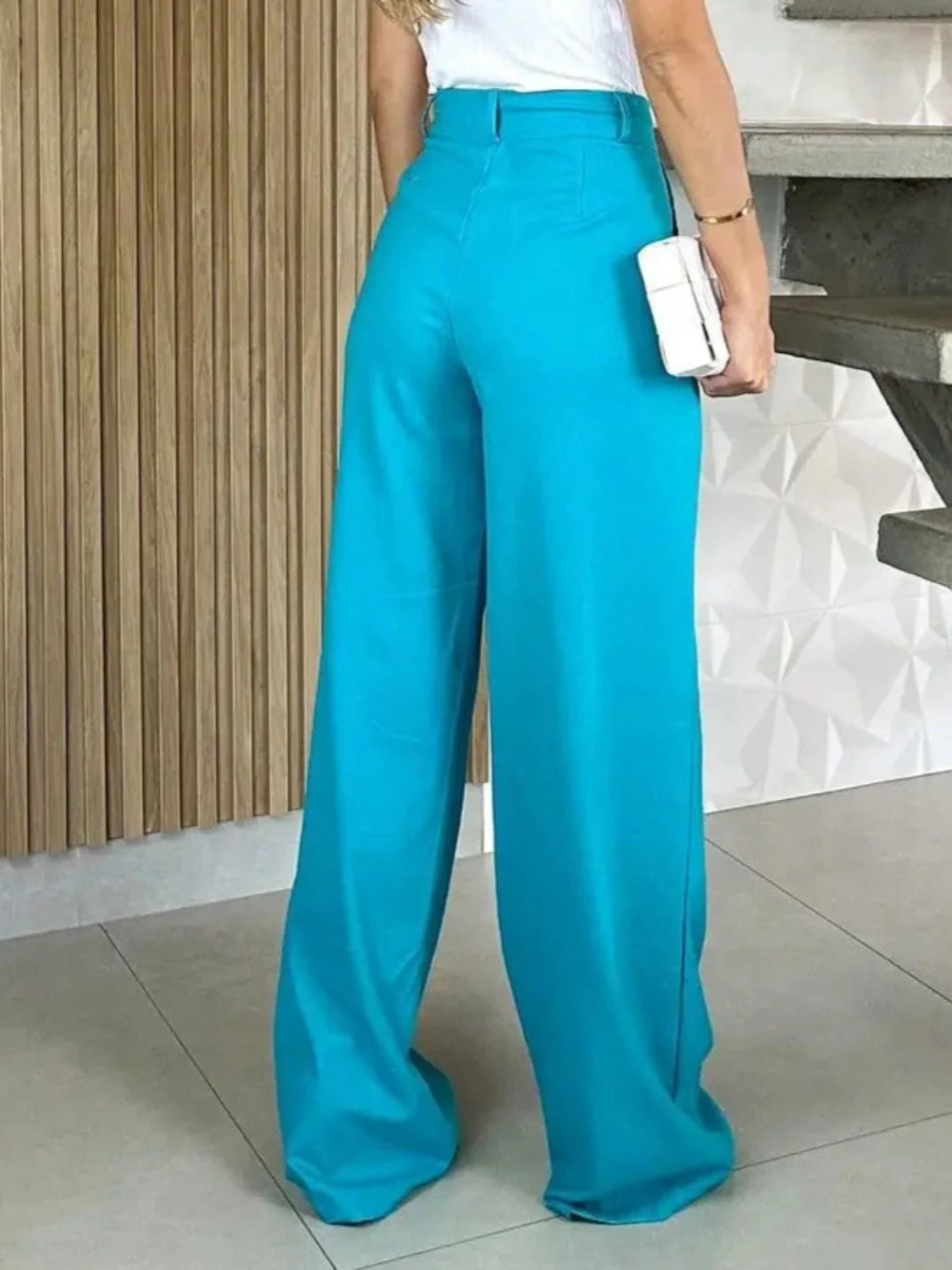 Calça de Linho Feminino Pantalona Azul - EstiloE, Calça Feminina, Calça Pantalona, Calça Alfaiataria Feminina, Calça Feminina Social, Calça Cintura Alta, Calça Wide Leg, Calça de Linho Feminina, Pantalona de Linho Azul