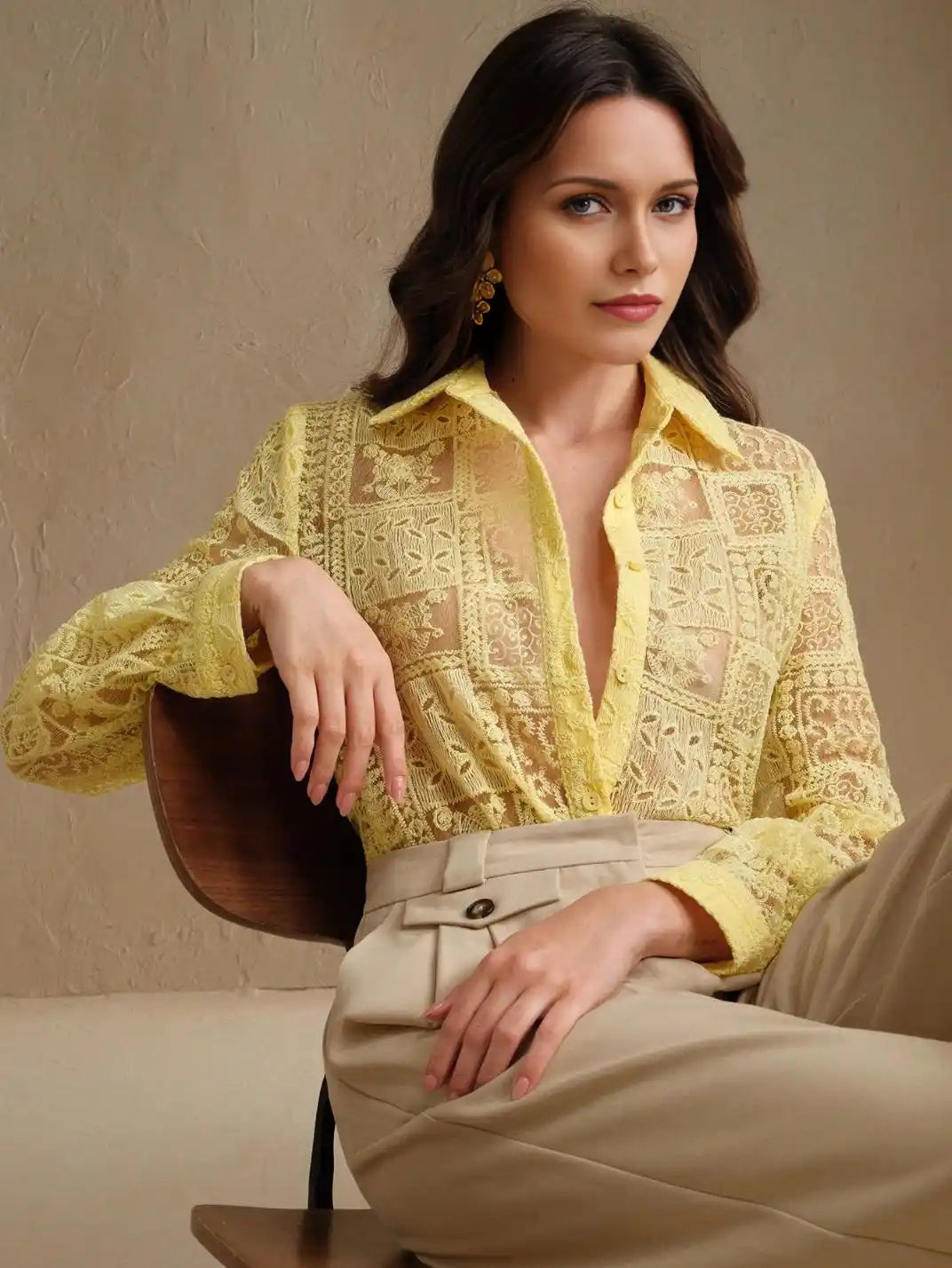 Camisa Feminina Manga Longa Bordada Amarela - EstiloE, Camisa Manga Longa, Camisa Feminina Manga Longa, Camisa Feminina Bordada, Camisa Feminina Estampada, Camisa Feminina, Blusa Sofisticada, Blusa Manga Longa, Blusa Feminina Amarela, Blusa Feminina, Blusa Bordada, Blusa Elegante
