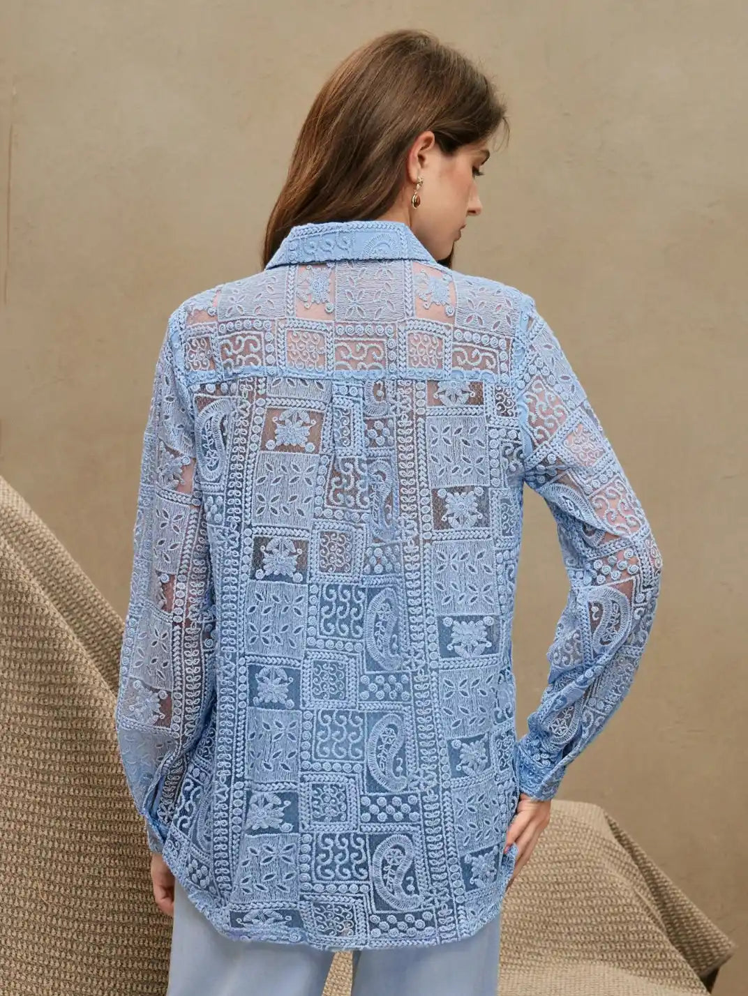 Camisa Feminina Manga Longa Bordada Azul - EstiloE, Camisa Manga Longa, Camisa Feminina Manga Longa, Camisa Feminina Bordada, Camisa Feminina Estampada, Camisa Feminina, Blusa Sofisticada, Blusa Manga Longa, Blusa Feminina Azul, Blusa Feminina, Blusa Bordada, Blusa Elegante