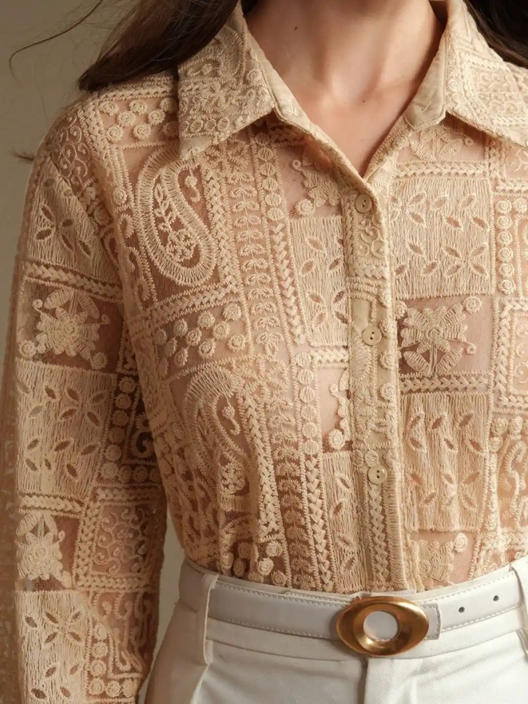 Camisa Feminina Manga Longa Bordada Caqui - EstiloE, Camisa Manga Longa, Camisa Feminina Manga Longa, Camisa Feminina Bordada, Camisa Feminina Estampada, Camisa Feminina, Blusa Sofisticada, Blusa Manga Longa, Blusa Feminina Caqui, Blusa Feminina, Blusa Bordada, Blusa Elegante