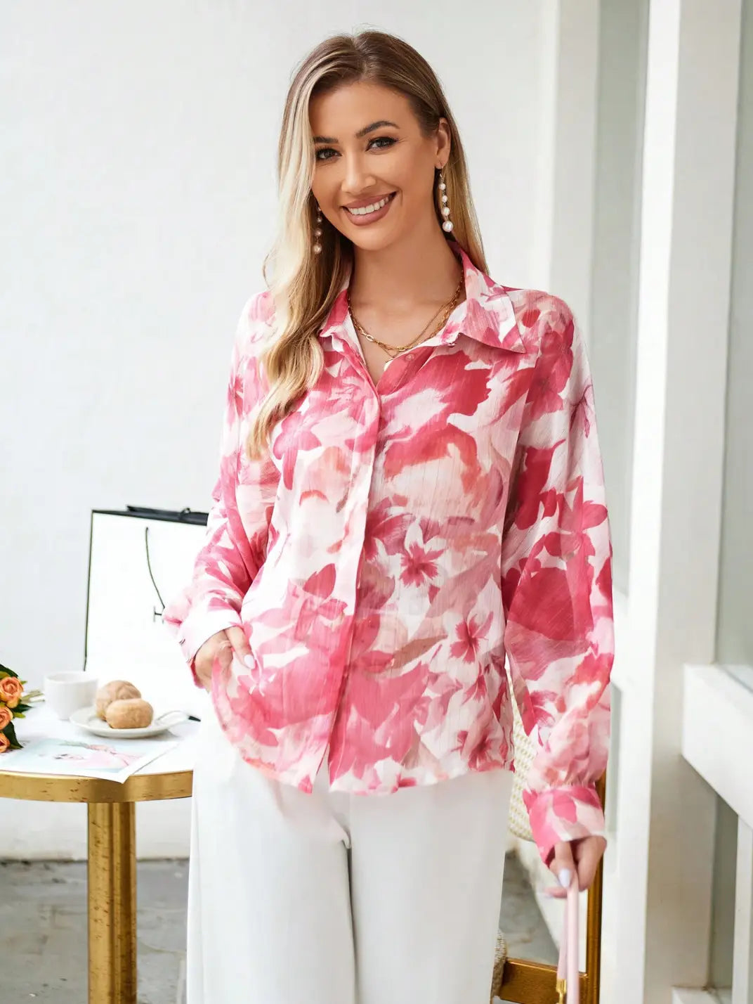 Camisa Feminina Manga Longa Floral - EstiloE, Camisa Feminina, Camisa Feminina Manga Longa, Camisa Feminina Estampada, Blusa Feminina, Blusa Manga Longa, Camisa Floral, Blusa Floral, Camisa Feminina Floral