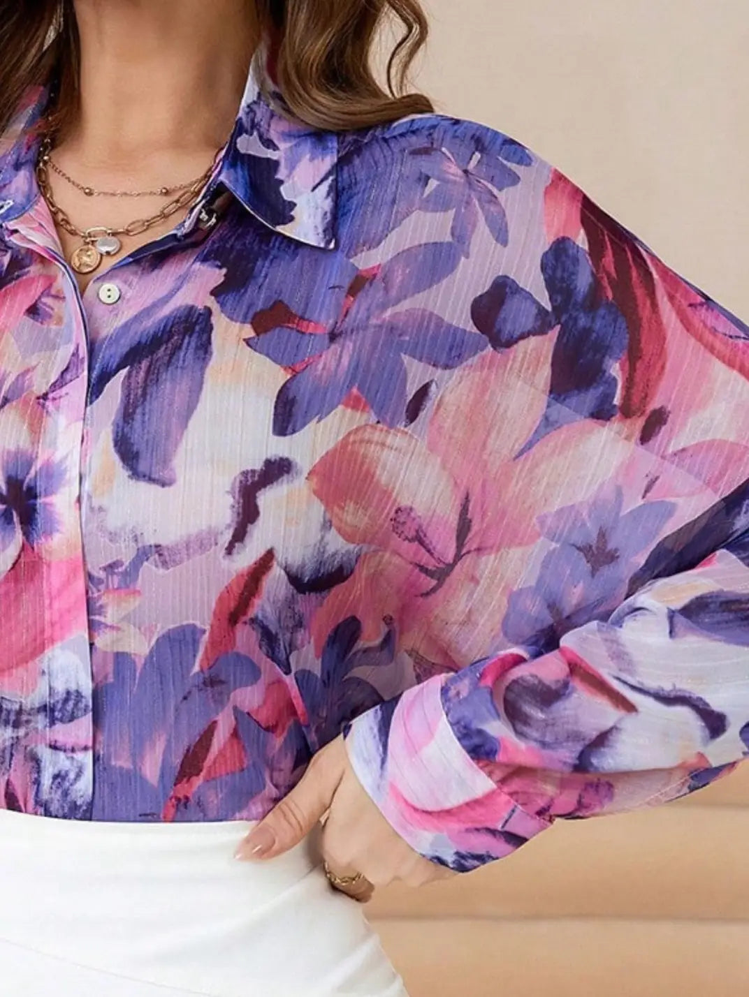 Camisa Feminina Manga Longa Floral - EstiloE, Camisa Feminina, Camisa Feminina Manga Longa, Camisa Feminina Estampada, Blusa Feminina, Blusa Manga Longa, Camisa Floral, Blusa Floral, Camisa Feminina Floral