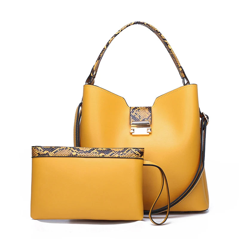 Kit Bolsa Feminina Detalhe Estampa Amarelo - Estilo.E, Kit de Bolsa Feminina, Bolsa Feminina Média, Bolsa Feminina de Ombro, Bolsa Transversal Feminina, Bolsa Feminina, Bolsa de Passeio, Bolsa de Ombro