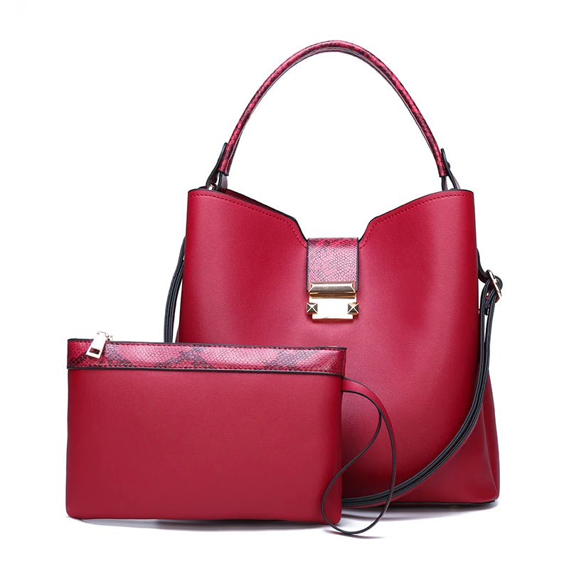 Kit Bolsa Feminina Detalhe Estampa Vermelho - Estilo.E, Kit de Bolsa Feminina, Bolsa Feminina Média, Bolsa Feminina de Ombro, Bolsa Transversal Feminina, Bolsa Feminina, Bolsa de Passeio, Bolsa de Ombro