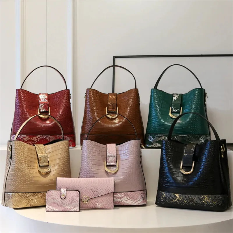 Kit Bolsa Feminina Textura Croco, Kit de Bolsa Feminina, Bolsa Feminina Média, Bolsa Feminina de Ombro, Bolsa Transversal Feminina, Bolsa Feminina, Bolsa de Passeio, Bolsa de Ombro,