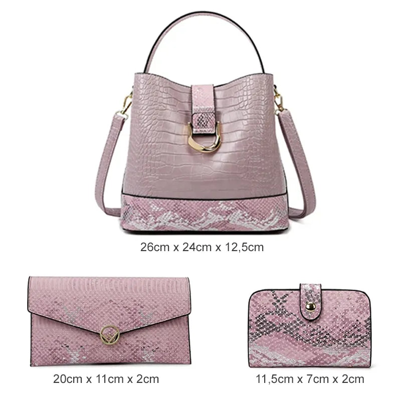 Kit Bolsa Feminina Textura Croco, Kit de Bolsa Feminina, Bolsa Feminina Média, Bolsa Feminina de Ombro, Bolsa Transversal Feminina, Bolsa Feminina, Bolsa de Passeio, Bolsa de Ombro,