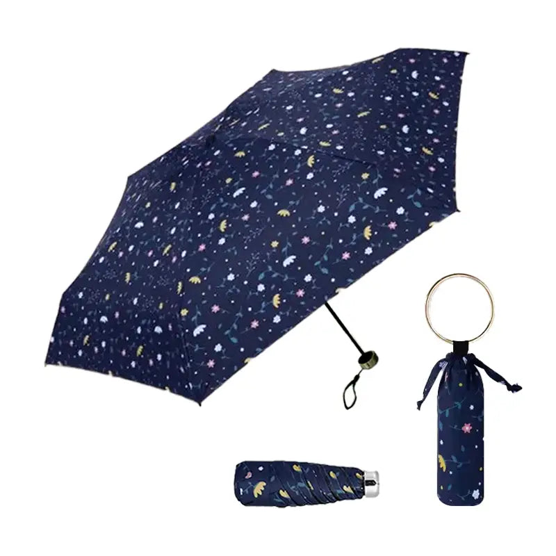 Sombrinha Mini Argola Delicate Marinho- Estilo.E, Sombrinha, Sombrinha com Proteção Solar, Sombrinha Mini, Mini Guarda Chuva, Sombrinha Pequena, Guarda Chuva de Bolsa, Sombrinha de Chuva