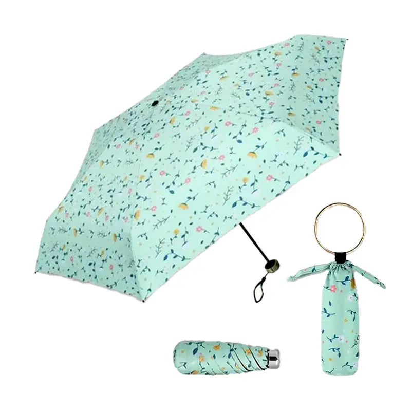 Sombrinha Mini Argola Delicate Verde - Estilo.E, Sombrinha, Sombrinha com Proteção Solar, Sombrinha Mini, Mini Guarda Chuva, Sombrinha Pequena, Guarda Chuva de Bolsa, Sombrinha de Chuva