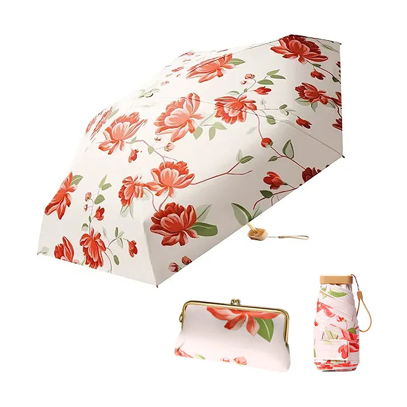 Sombrinha Mini Bolsa Estampa Flor - Estilo.E, Sombrinha, Sombrinha com Proteção Solar, Sombrinha Mini, Mini Guarda Chuva, Sombrinha Pequena, Guarda Chuva de Bolsa, Sombrinha de Chuva