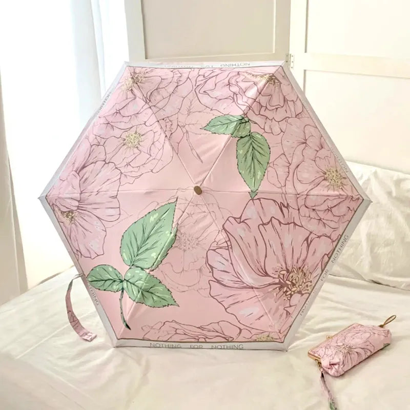 Sombrinha Mini Bolsa Floral - Estilo.E, Sombrinha, Sombrinha com Proteção Solar, Sombrinha Mini, Mini Guarda Chuva, Sombrinha Pequena, Guarda Chuva de Bolsa, Sombrinha de Chuva