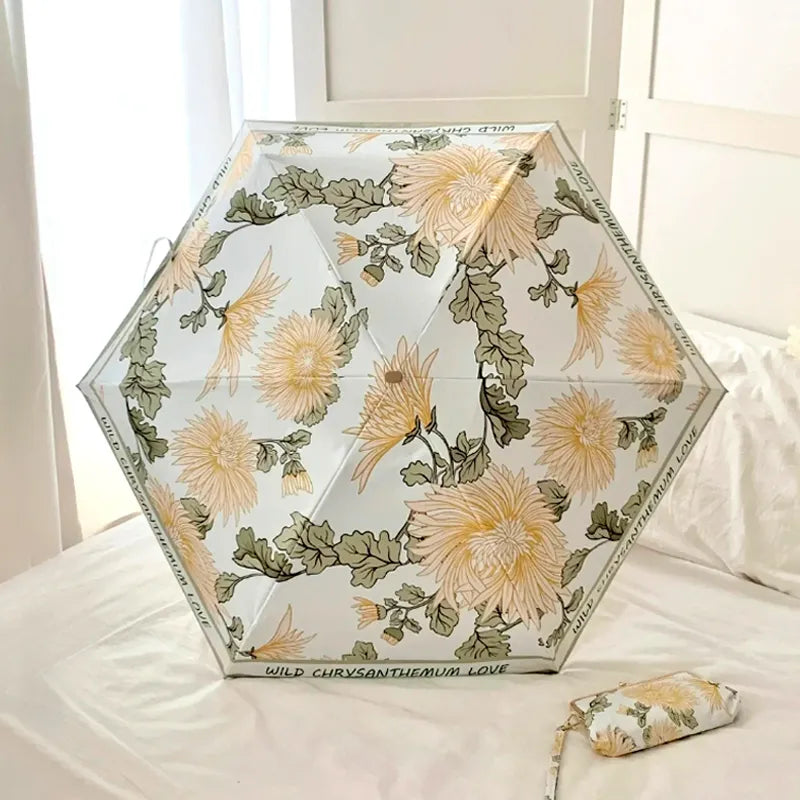 Sombrinha Mini Bolsa Floral - Estilo.E, Sombrinha, Sombrinha com Proteção Solar, Sombrinha Mini, Mini Guarda Chuva, Sombrinha Pequena, Guarda Chuva de Bolsa, Sombrinha de Chuva